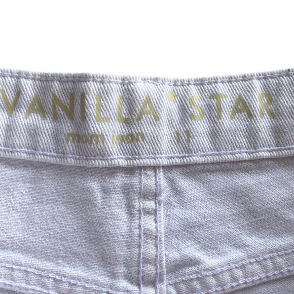 Vanilla Star Juniors Sz 11 Mom Jean White Raw Rolled Cuff Distressed StretchNEW - Picture 9 of 13
